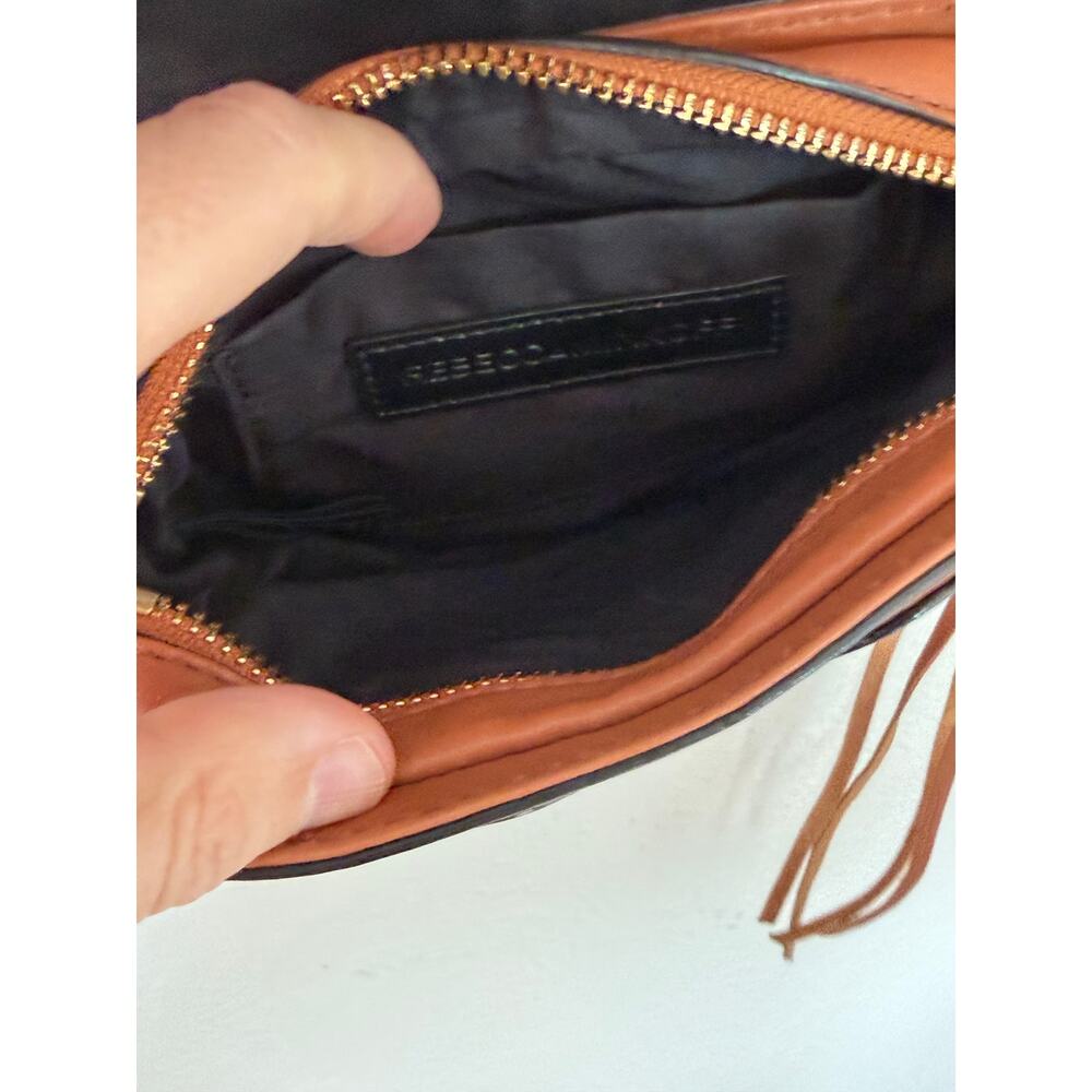 Rebecca Minkoff Brown Leather‎ Small Crossbody Bag Fringed Zipper Purse - Picture 9 of 10